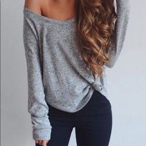 Gray loose v neck sweater